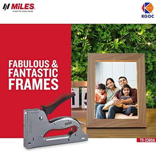 Image of MILES Metal TS-2380A Gun Tracker | 2000 pcs 23 /8 Stainless Steel Staple Pins | Silver body Red handle Color | Combo |Textile | Leather | Canvas | Sofa Car Seat