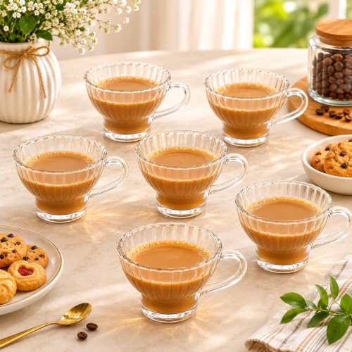 Image of bellemax Tea and Coffee Cup Glass Mug, Used for Tea, Coffee, Green Tea, Lemon Tea Cup (BX-11, Set of 2)