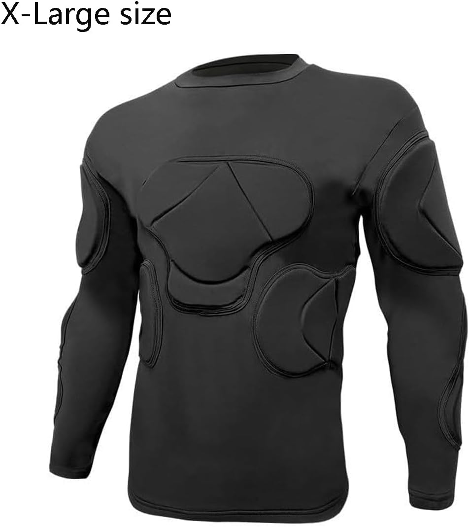 Body Safe Guard Padded Compression Shirts, Long Sleeve Shoulder Rib Chest Protector Suit for Football