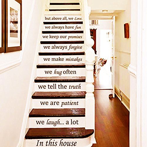 Large Quotes Wall Decal Inspirational Stickers Motivational Family Saying Decorative Nursery Art Kids Baby Home Letters Vinyl Peel & Stick Mural Art In This House We Are A Family Love (Large) #TOP7