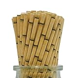 Lot de 100 Bambou Design Pailles en Carton Ø6mm X 19,7cm, Jaune Bambou...