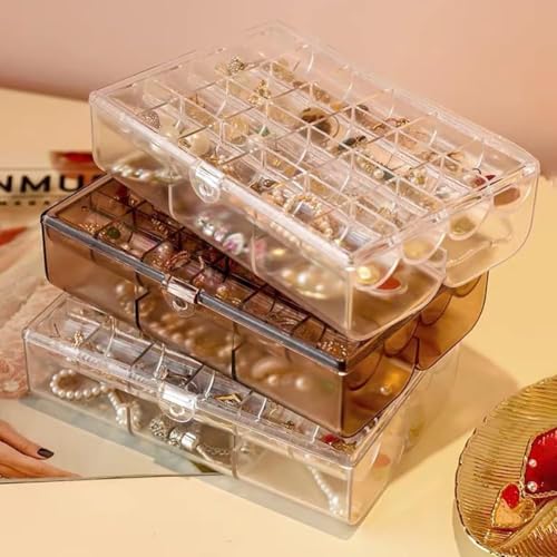 Image of Mini Jewellery Travel Case, Acrylic Jewellery Organizer Box, Small Portable Storage Holder for Rings Earrings Necklaces, Pack of 1