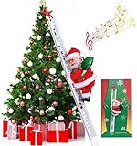 SKLOER Electric Climbing Santa 2021 Christmas Ornament On Rope Ladder Christmas Tree Indoor Outdoor...