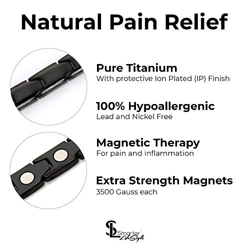 Smarter Lifestyle Elegant Titanium Magnetic Therapy Bracelet For Women, Pain Relief For Arthritis And Carpal Tunnel - Magnetic Bracelets For Women, Womens Magnetic Bracelet (Black) #TOP1