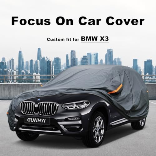 Image of GUNHYI Premium Car Cover Custom Fit BMW X3 /X3 M (2003-2026), 16 Layers Heavy Duty Car Cover Waterproof All Weather with Zipper Door for Sun Rain Snow Dust Uv Protection
