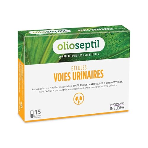 OLIOSEPTIL - Gélule Voies Urinaires - Assainit le système urinaire et favorise l'élimination rénale de l'eau - Complexe 7 Huiles Essentielles Pures et Chémotypées en Gélules Végétales - 15 Gélules Cover