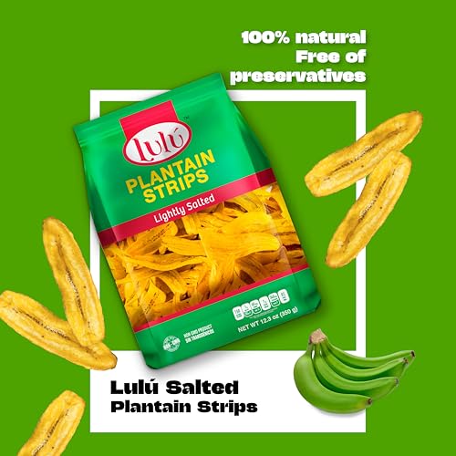 LULU Plantain Strips - Lightly Salted, 2 Pack (12 OZ Each) - Crunchy, Delicious, Gluten-Free Healthy Snacks - No Preservatives or Artificial Colors - Sustainably Sourced Plantain Chips