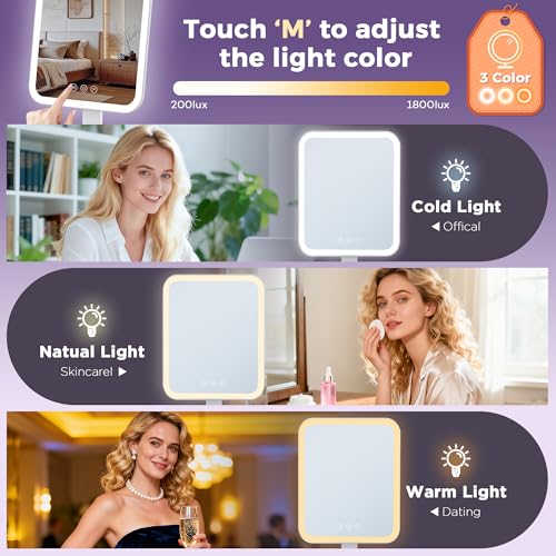 Espejo para maquillaje rectangular con luces 12x10 pulgadas miniatura 2