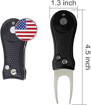 Golf Ball Marker Divot Tool Sets Switchable Divot Repair Tools (Black 4)