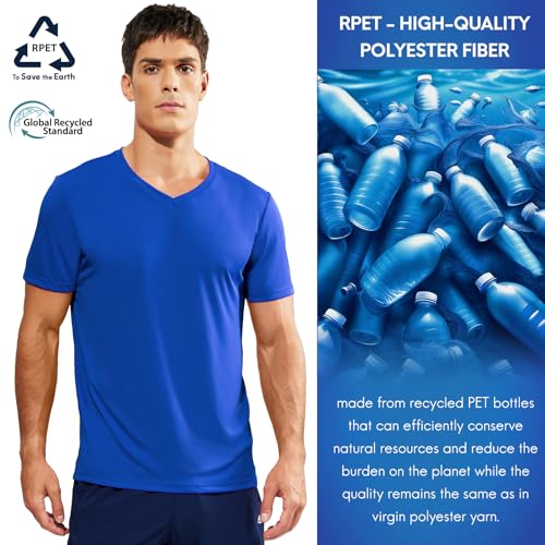 Haimont Men's V Neck Athletic T Shirts Lightweight Gym Workout Running Short Sleeve Tee Shirts Moisture Wicking UV Protection4