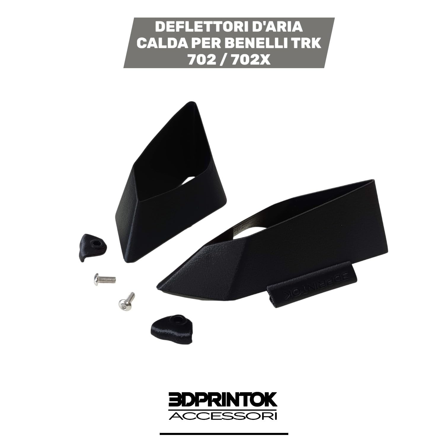 3DPRINTOK Coppia di Deflettori d'Aria Calda per Fianchetti - Benelli TRK 702/702X, Riduce di almeno il 70% il Flusso Caldo Zona ginocchia e gambe (NON COMPATIBILE CON BARRE PARA TELAIO) no modifiche