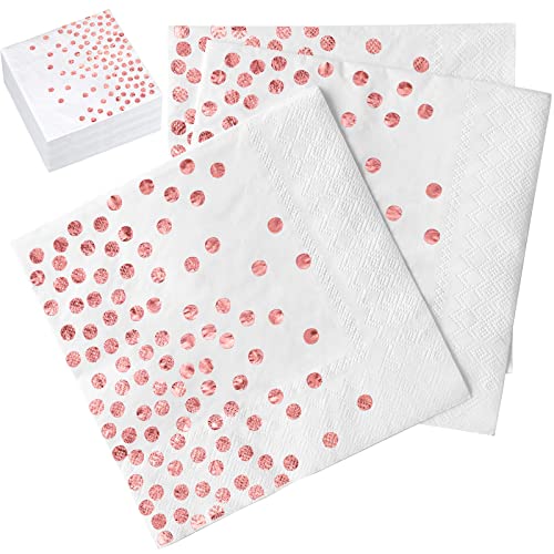 60pcs Serviette Rose Gold 33 X 33 cm Serviettes de Papier en Tissu Biodégradable Serviettes Vaisselle Jetable pour Anniversaire Mariage Dîner Déjeuner Décoration Fête Mariée