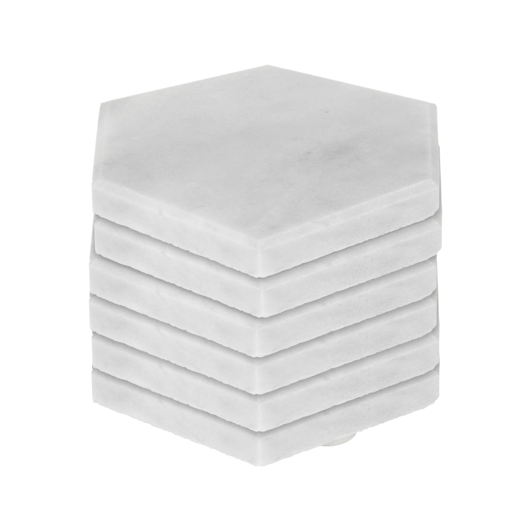 Argon Tableware White Hexagonal Marble Coasters - 10Cm - Pack Of Six