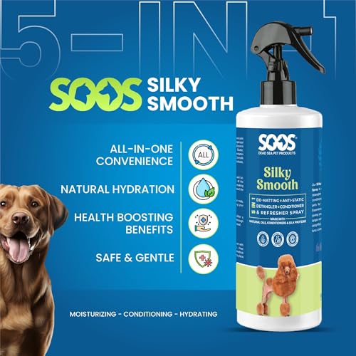 Image of Soos Pet Silky Smooth 5-in-1 Leave-On Conditioning Spray for Dog & Cat | Moisturizing, Anti-Itch, Softens Coat, Natural Ingredients | Pet Grooming Essentials - 500ml