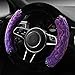【QIMEI】Fluffy Plush Car Steering Wheel Cover Universal Size 38cm / 15" Soft Fury Steering Wheel Cover Fuzzy for Women Girls Winter Warm Keeper(C-Purple)