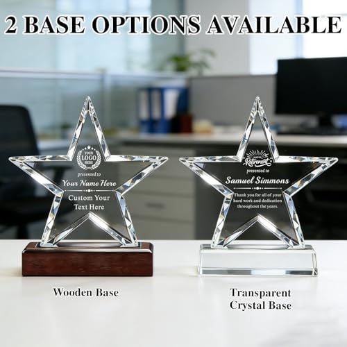 Image of Custom Crystal Award Trophy, Personalized Trophy with Company Logo & Text