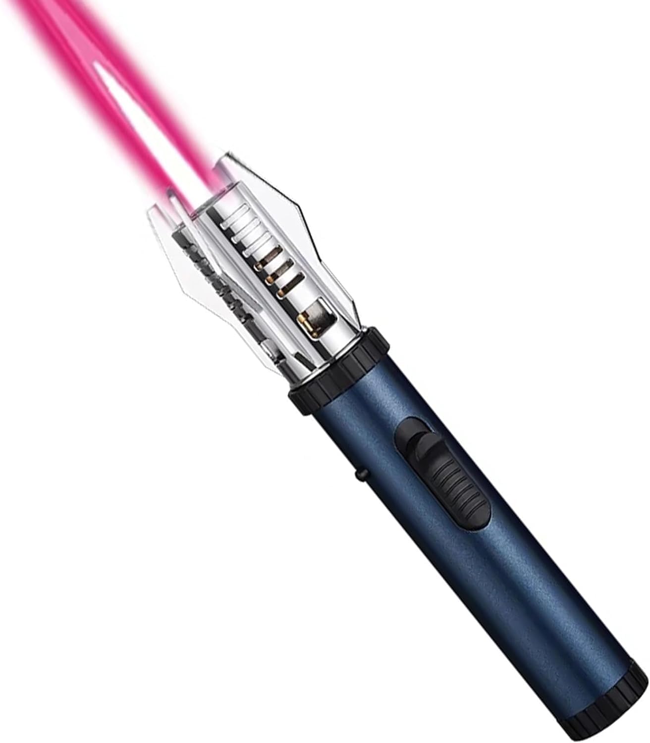 Jet Flame Lighter, Long Butane Refillable Torch Lighter, Windproof lighter Adjustable Jet Flame for Grill, BBQ, Camping, Stove, Candle (Sold without Gas) (Blue)
