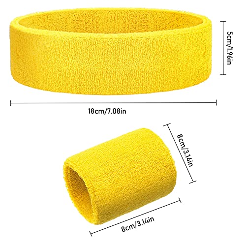 Wristbands Headbands Sweat bands Set, 4 Pieces Men Women Sweat Bands wristbands Absorbent wrist band for Gym Sports Tennis Running Exercise Basketball Wrist Sweatband Moisture - Image 2