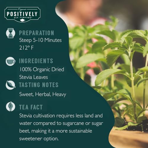 Image of Organic Positively Tea Company, Stevia Leaf, Herbal Tea, Loose Leaf, 4 Ounce