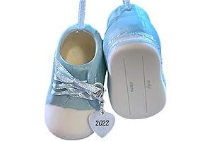 Baby's First Christmas Ornament 2022: Personalized Blue Booties for Your Cherished Newborn