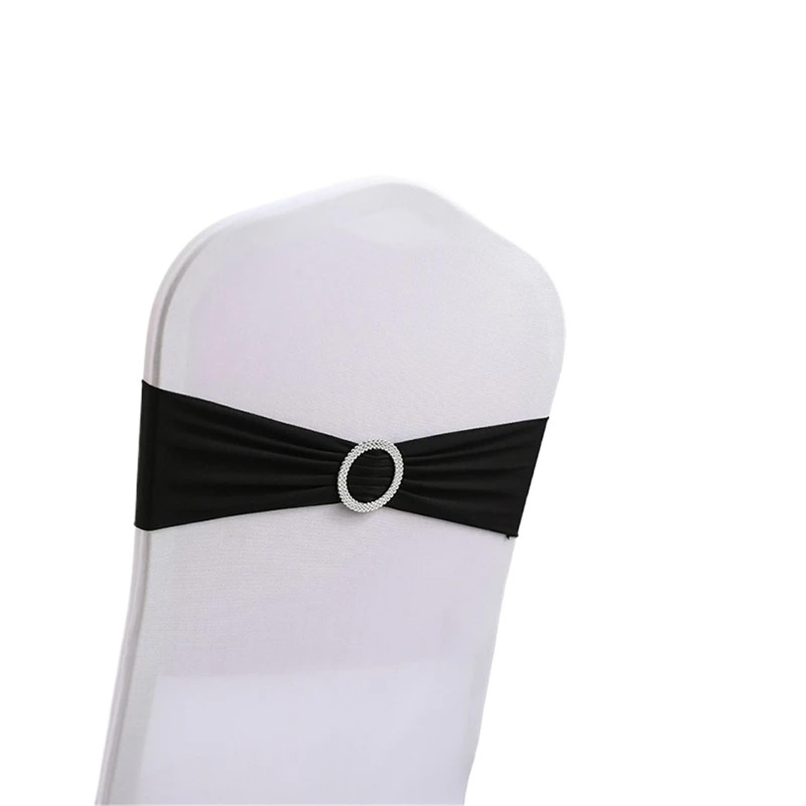 YGSGJSP Chair Sashes 10PCS Elastic Chair Knot Wedding Decoration Buckle Sashes Back Cover Mariage Hotel Home Seat Elegant Ribbon Decors for Wedding(Black)