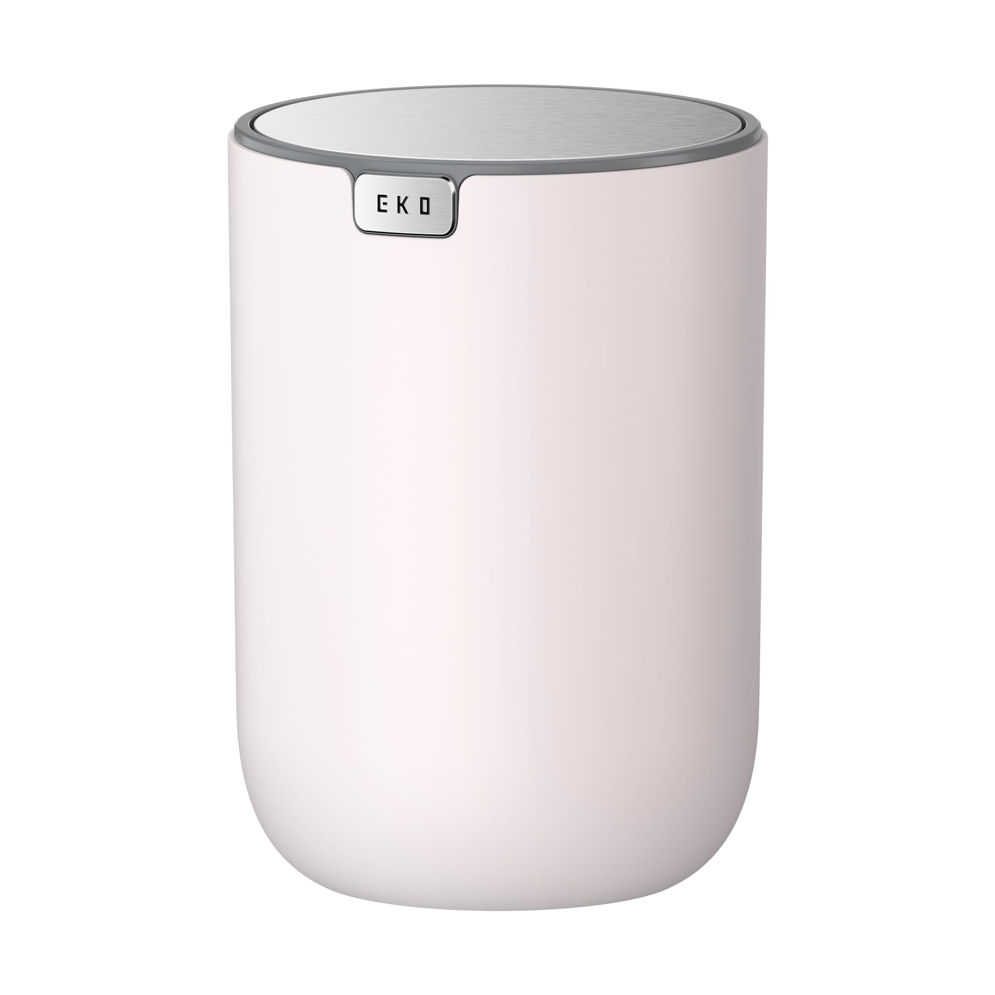 EKO Fandy Table Bin, 1.5L Mini Desk Rubbish Bin with Swing-Top Lid, 1.5 Litre Small Table Round Wastebasket for Office, Home, Bathroom, Bedroom, Car (Pink)