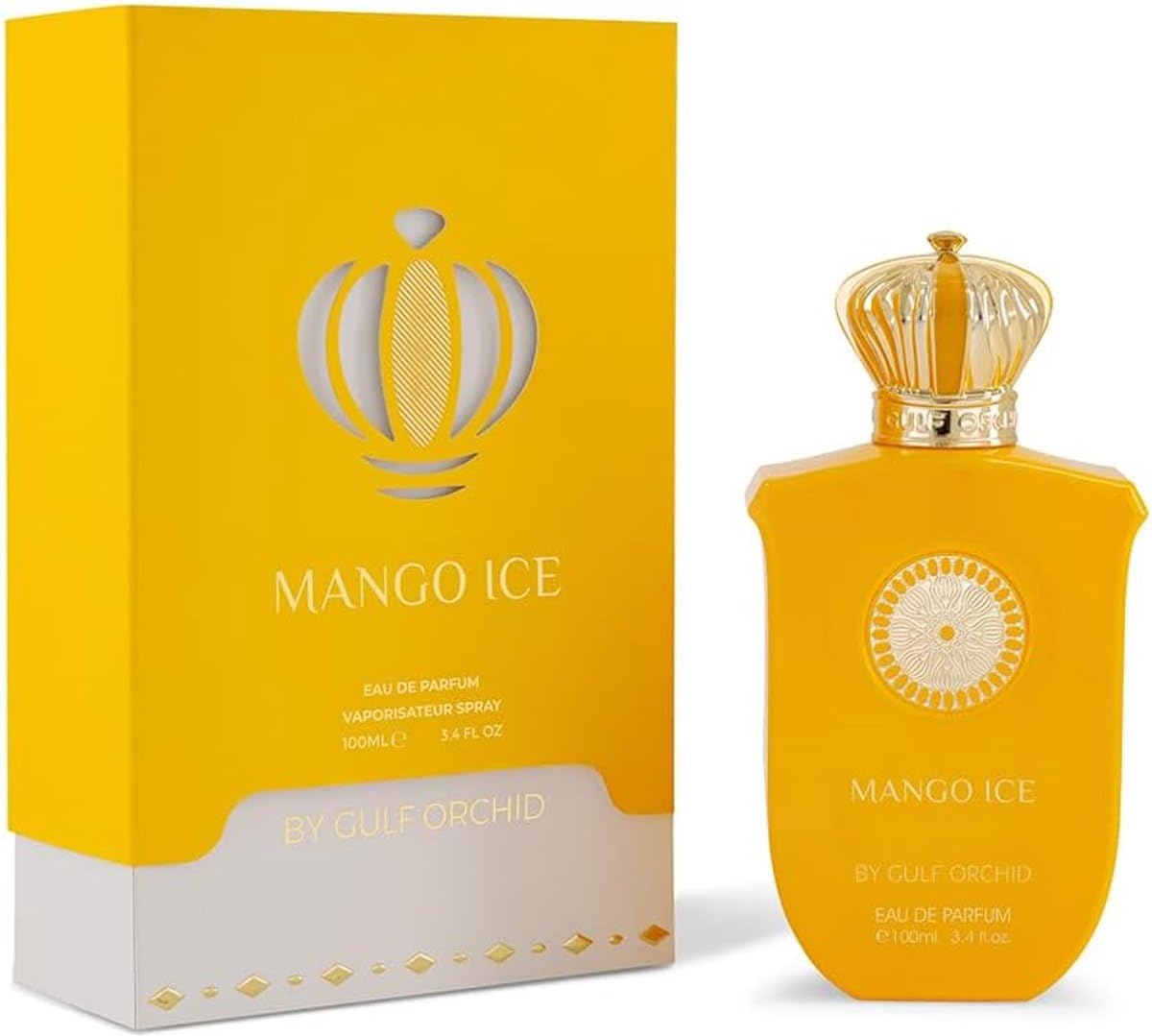 Gulf Orchid Mango Ice Eau de Parfum 100ml – Unisex Parfum für Damen & Herren | Fruchtiger Duft mit Mango, Gember & Vanille | Luxus Duft mit Langer Haltbarkeit Mit Kajal Sticker