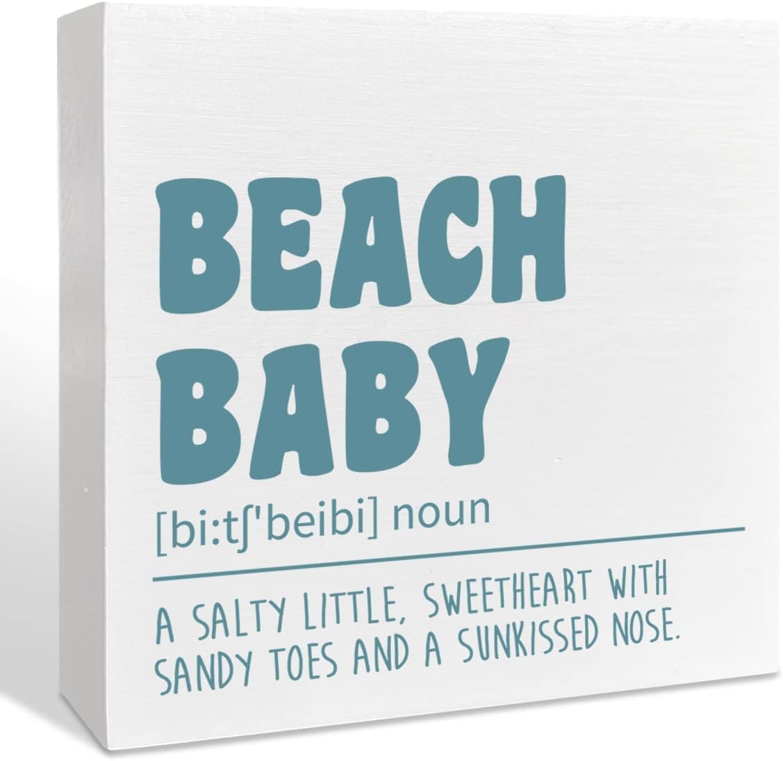Beach Baby Box Sign 7x7 Inch Wooden Shelf Desk Decor