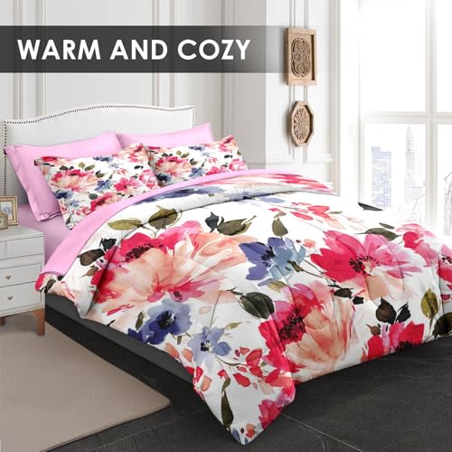 Comforter-Set-Full-Size-Flower-Floral-Leaf-7-Pcs-Bedding-for-Kids-and-Adults-Painting-Summer-Spring-Bed-Sheet-Sets-with-Fitted-Sheet-2-Pillowcases-2-Shams-for-Bedroom-Bed-Decor Comforter Set Full Size Flower Floral Leaf 7 Pcs Bedding for Kids and Adults Painting Summer Spring Bed Sheet Sets with Fitted Sheet 2 Pillowcases 2 Shams for Bedroom Bed Decor