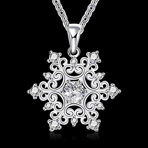 Collier fin flocon de neige en argent 925 et strass brillants