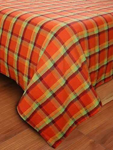 Image of AIRWILL, 200GSM Handloom Cotton Double Bedsheet with 2 Pillow Covers (Iran Dobby Orange)