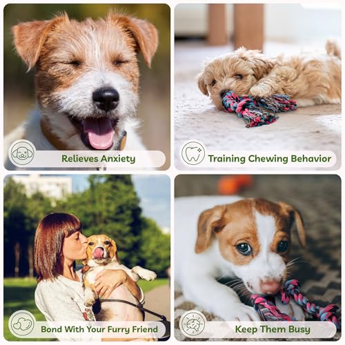 Image of SHARLOVY Puppy Rope Toy, Dog Rope Toy for Small Dogs, Puppy Teething Toys | Cotton Interactive Tug of War Dog Toy for Puppies Boredom, Dog Chew Toys for Aggressive Chewers Small Breed
