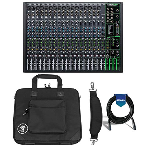 Mackie ProFXv3 22-Channel Professional Effects Mixer with USB + Software Bundle - Bundle With Mackie Carry Bag for ProFX22v3 Mixer, 20' Heavy Duty 7mm Rubber XLR Microphone Cable
