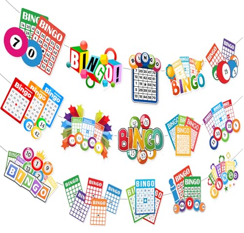 MZ.ogm Bingo Decorations Game Night Banner: Billiards Winning Ball Gold Coins Game Time Party Supplies Bingo Champion Birthday Carnival Events