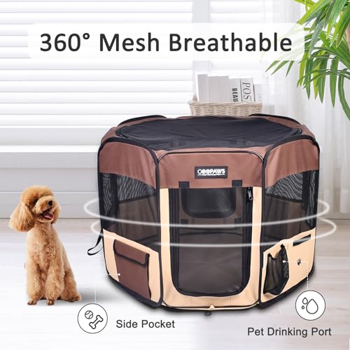 JESPET-61-Pet-Dog-Playpens-Portable-Soft-Dog-Exercise-Pen-Kennel-with-Carry-Bag-for-Puppy-Cats-Kittens-Rabbits-Brown JESPET 61 Pet Dog Playpens Portable Soft Dog Exercise Pen Kennel with Carry Bag for Puppy Cats Kittens Rabbits Brown