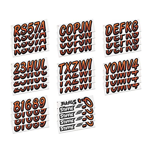 Stiffie Whipline Rust/Black 3" Alpha-Numeric Registration Identification Numbers Stickers Decals For Boats & Personal Watercraft #TOP3