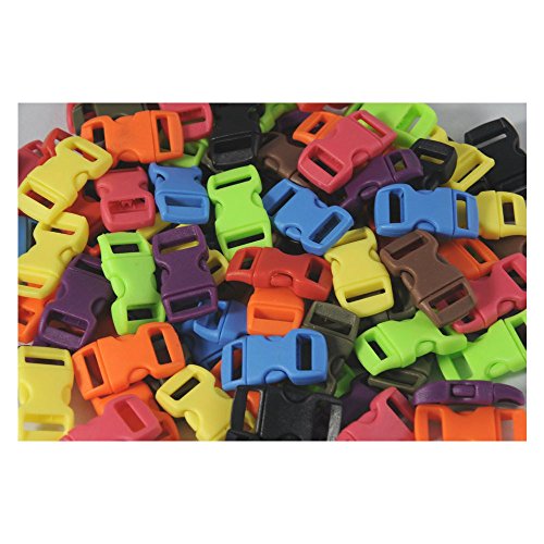 Preisvergleich Produktbild 100x Steckverschluss 11mm - Klickschnalle Klickverschluss ideal für Paracord Armbänder, 10 Farben