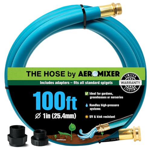 Aeromixer THE HOSE - 1 Inch Garden Hose 100 Ft, Includes Ada...