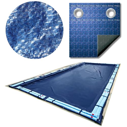 SWIMLINE HYDROTOOLS Super Guard Heavy Duty Pool Cover For Above Ground Swimming Pools |25 X 45 FT Cover | Blue / Black | Water Tube Sleeves | UV Protected For 20X40 FT Rectangle Pools | CO82545R