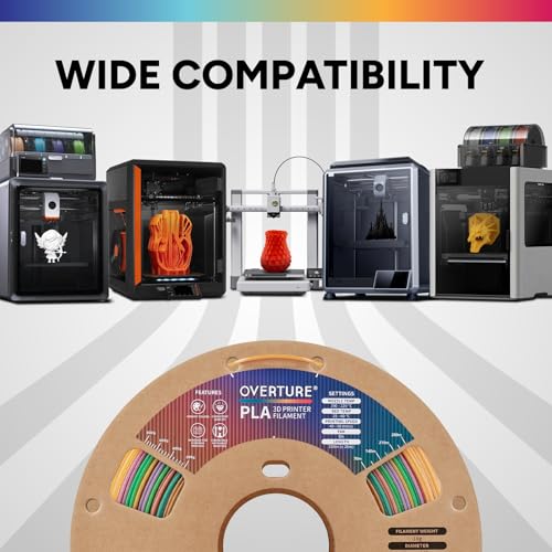 Image of OVERTURE PLA Filament 1.75mm PLA 3D Printer Filament, 1kg Cardboard Spool (2.2lbs), Dimensional Accuracy + /- 0.02mm, Fit Most FDM Printer (Christmas Prism)