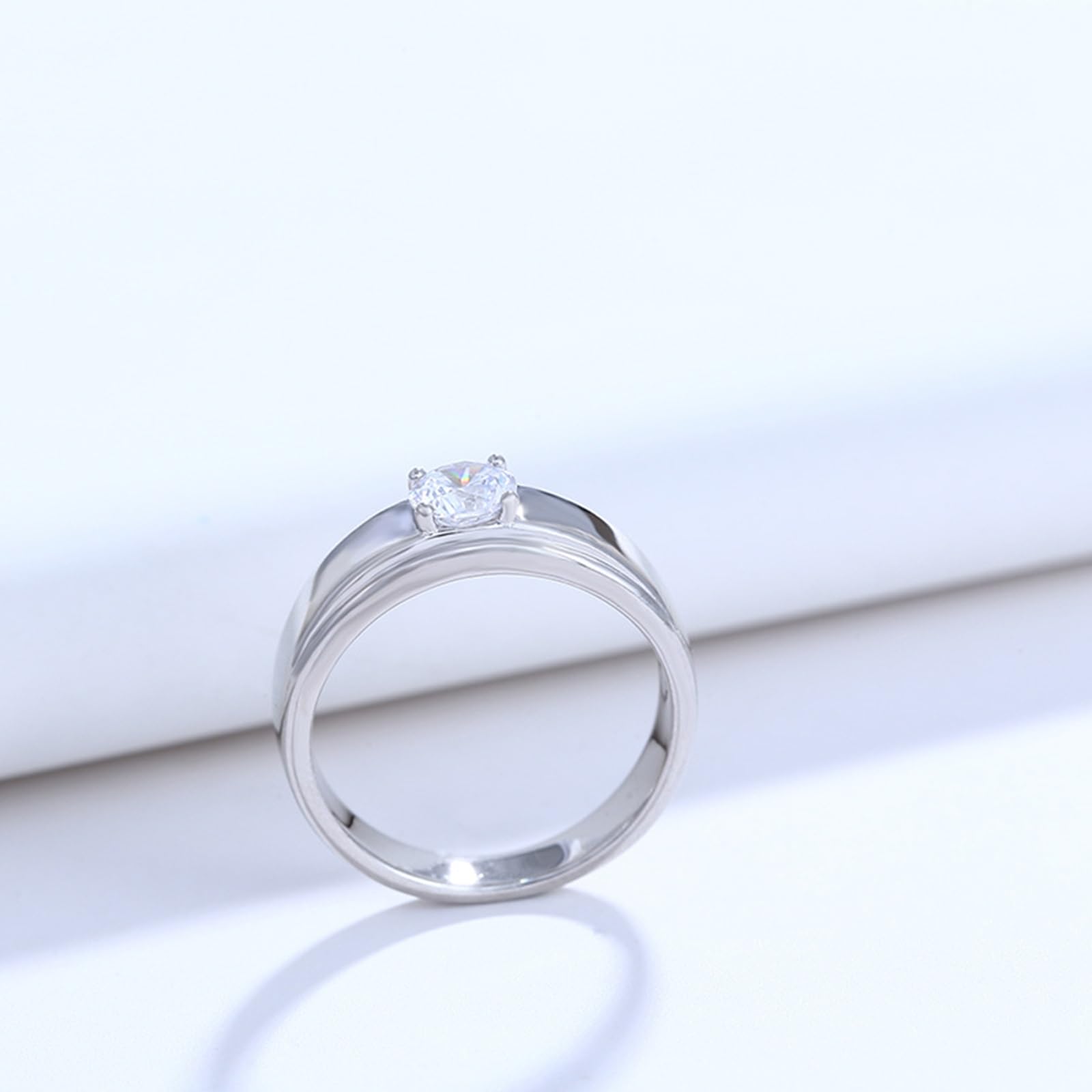 Anelli Matrimonio, Anello di Fidanzamento da 6MM Solitaire per Donne con Moissanite in 9K 14K 18K Oro Bianco da Donna