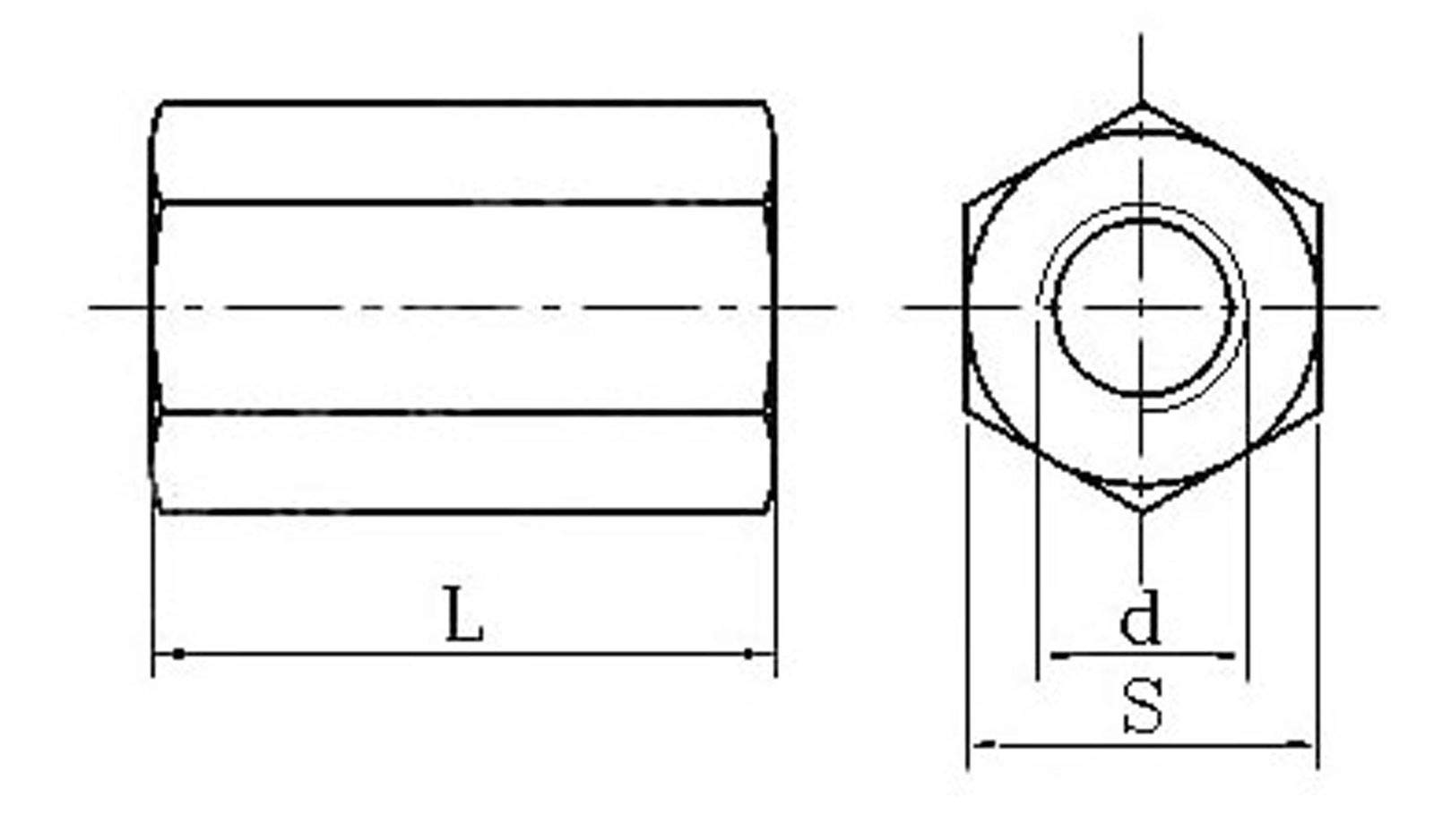 M12 X 1.75-Pitch 12mm Length Coupling Nuts, 2 Pack 304 Stainless Steel Metric Hex Rod Coupling Nuts - View #3