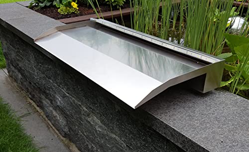 Jürgen Bocker Garten-Ambiente Wasserfall 30x8,5x22 cm Edelstahl matt Geb. mit langem Auslauf, Silber
