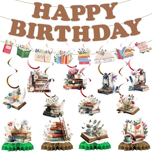Book Birthday Party Decorations Banner - 15 Pcs One For The Books Birthday Theme Banner Garland...