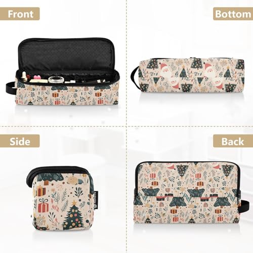 Bolsa de viaje resistente al calor para herramientas de cabello Santa Xmas Tree Marble, incluye tapete resistente para planchas y rizadores, organizador portátil para cuidado del cabello miniatura 5