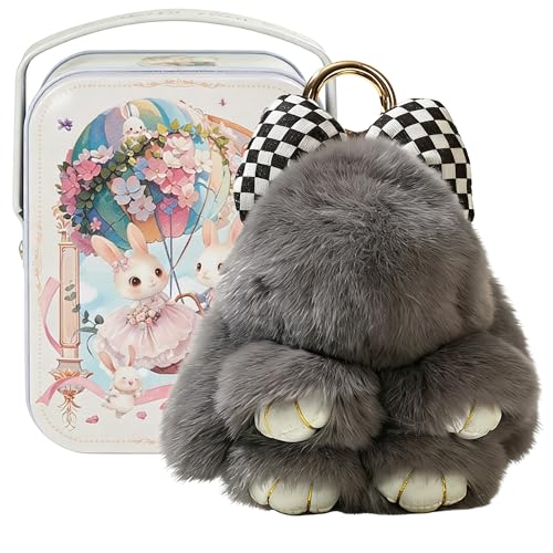 Image of GACTIVITY Handmade Soft Bunny Keychain with Tin Box, Cute Keychain Gift, Soft Bunny Keychain Accessories for Women