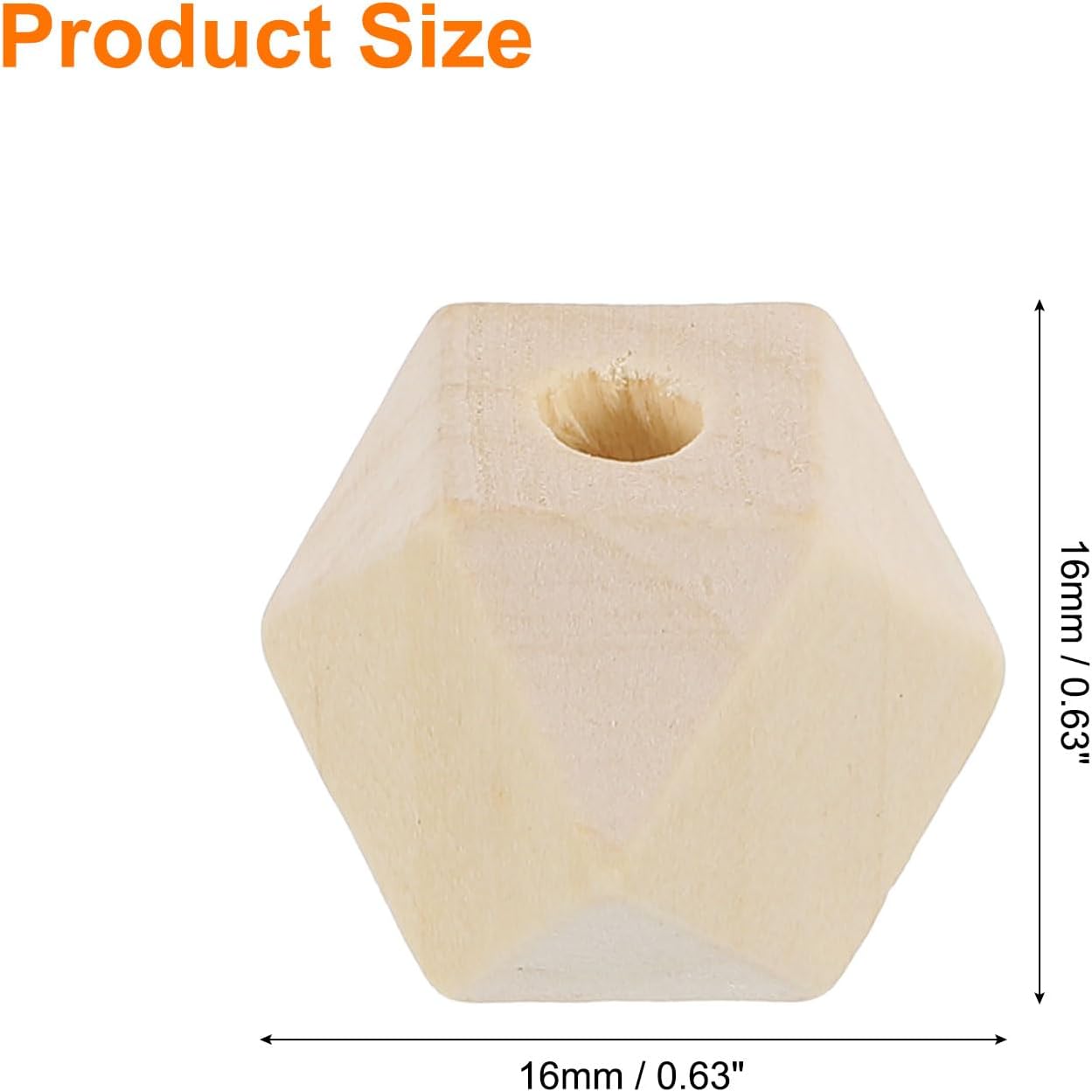 uxcell 200 Pcs Geometric Wood Beads, 16mm/0.63inch Unfinished Geometric Hexagon Bead, Natural Color Loose Spacer Beads for Jewelry Craft Making Home Decor