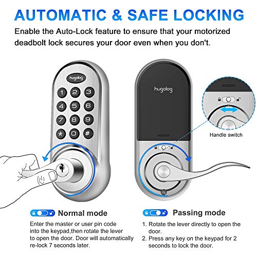 Hugolog Latchbolt Lock Electronic,Keyless Entry Door Lock, Keypad Door Lock With Handle, Easy To Install High Security Material For Metal Home & Office #TOP4