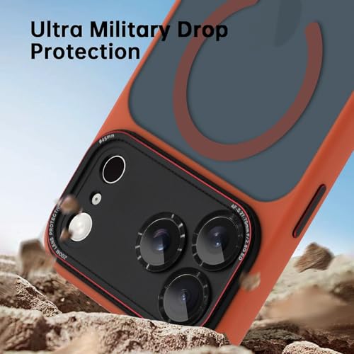 AIGOMARA Magnetic for iPhone 17 Pro Case, [Compatible with Magsafe] [Full Camera Protection] Slim Shockproof Translucent Matte Protective Case for iPhone 17 Pro 6.3 Inch, Orange by AIGOMARA - Image 2