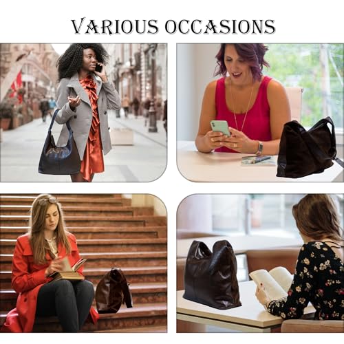 Image of Soft PU Leather and Suede Tote Bag Shoulder Bag for Women - Large Capacity Hobo Bag with Interior Pockets